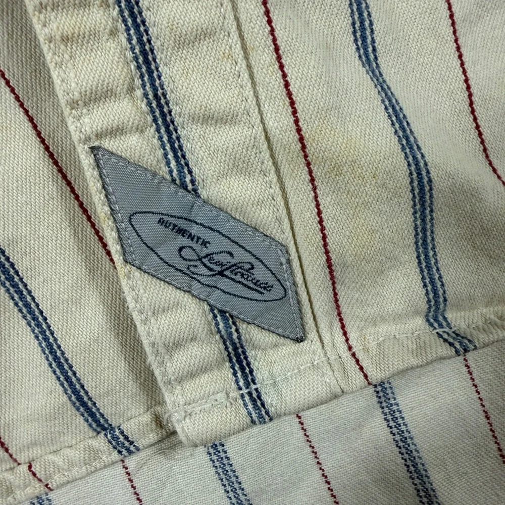 Vintage 90s Levis Red Tab Denim Work Shirt Mens L White Striped Western Workwear